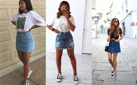 look com saia jeans curta